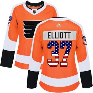 Damen Philadelphia Flyers Trikot Brian Elliott 37 Orange USA Flag Fashion Authentic